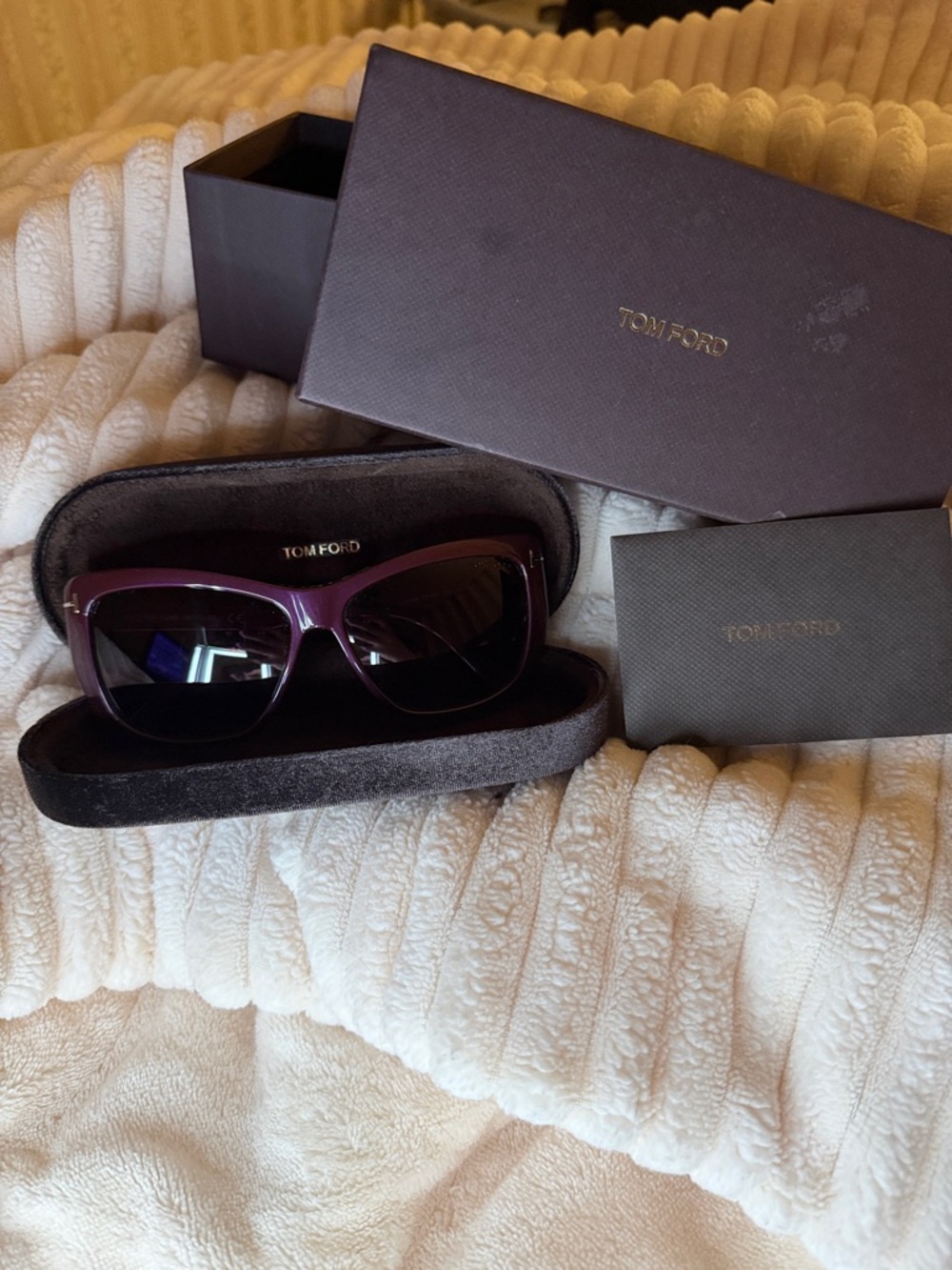 Tom Ford Purple Frame Black Lens Women's Sunglasses with Case